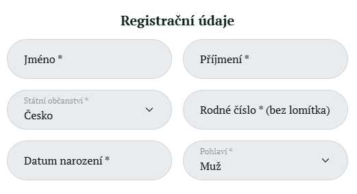 Formulář Osobní údaje casino kartáč