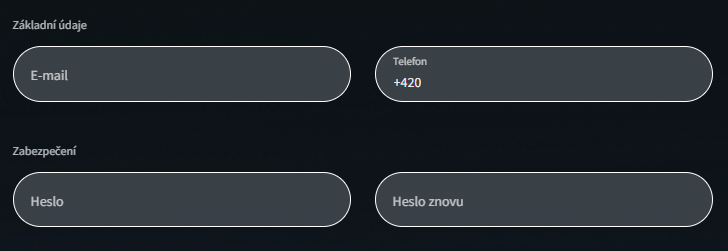políčka s přihlašovacími údaji