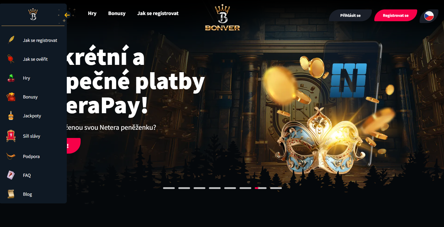 screenshot vzhledu webových stránek bonvercasino.cz