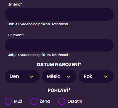 Formulář kingsbet casino cz pro osobní údaje