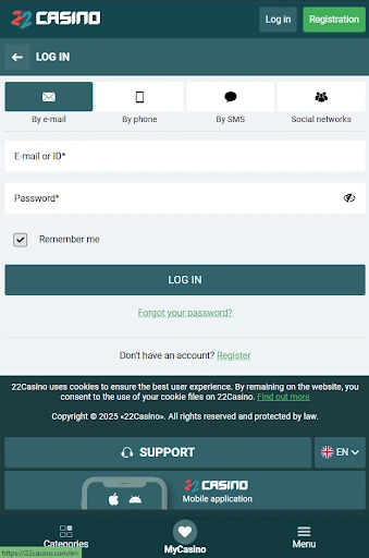 Login 22Casino